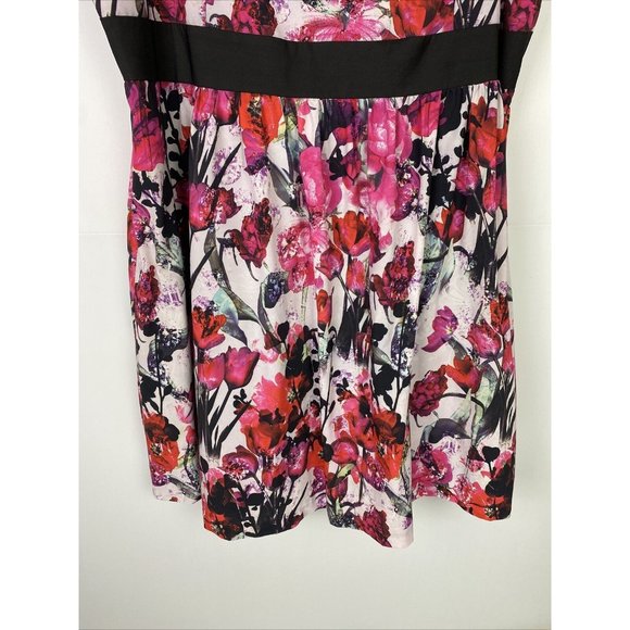 CITY CHIC Size XL 22 Fit & Flare Floral Dress Pink Red Black - Picture 3 of 7